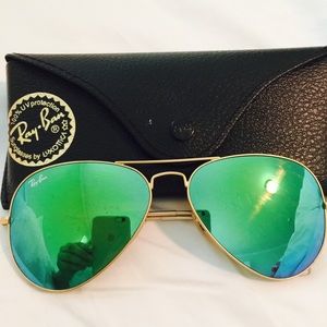 Ray-ban matte gold/green aviators 58mm