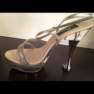 Holidays are here! Sexy Clear/Silver Strappy Heels