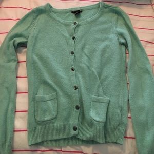 Super soft button up light teal sweater!