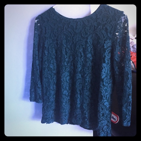Teal lace shirt OPEN FOR TRADE