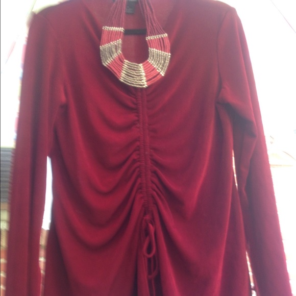 💥Gorgeous Stretch Red Tunic size M Slimming💥 - Picture 1 of 4