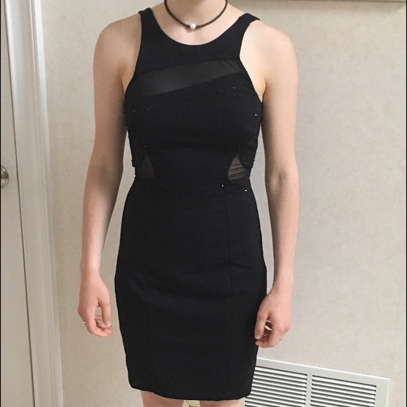 French Connection Embellished Mesh Sheath Dress