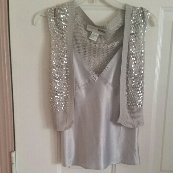 Sexy silver cami and shrug xs closet last day
