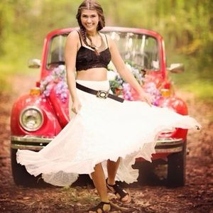 Free People Maxi Lace Skirt Elastic Waist