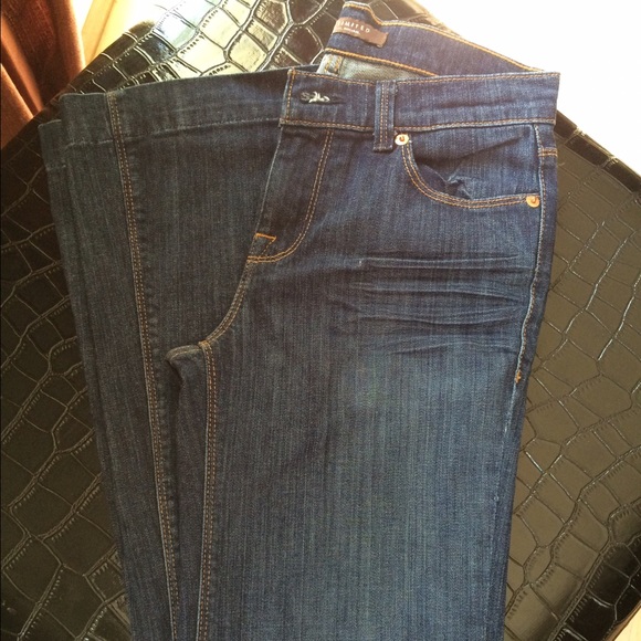 NWOT, dark denim low rise flare bottom jeans