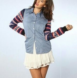 Free people stone washed Jean and knit top