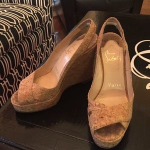 Authentic Christian Louboutin 35 cork wedge