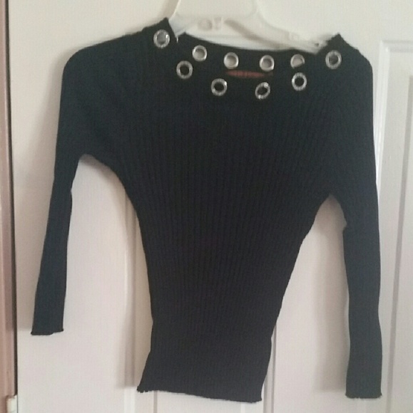 Belldini black rhinestone sweater med