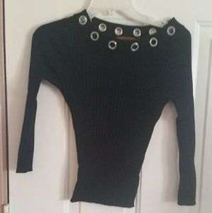 Belldini black rhinestone sweater med