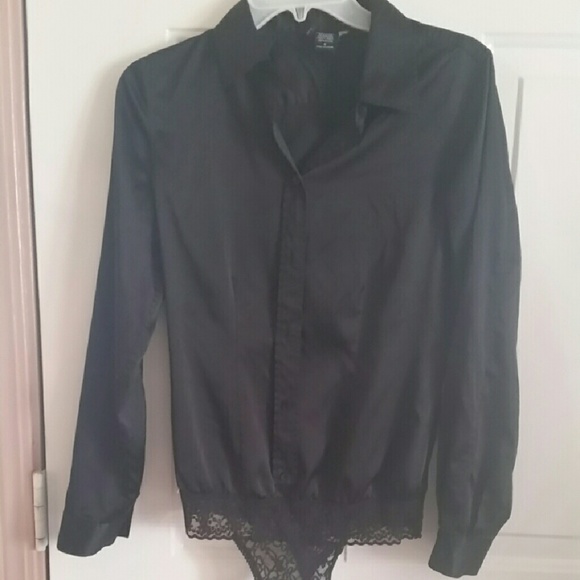 Victorias Secret black silk thong bodysuit sm