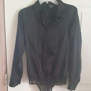 Victorias Secret black silk thong bodysuit sm