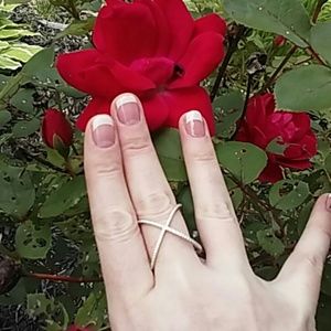 Final Price Sterling Silver Pave X Ring