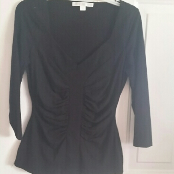 Boston Proper black rouched top sm last day