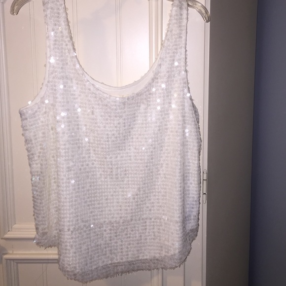 Forever21 white sequin tank size small NWOT