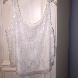 Forever21 white sequin tank size small NWOT
