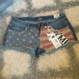 American flag denim shorts