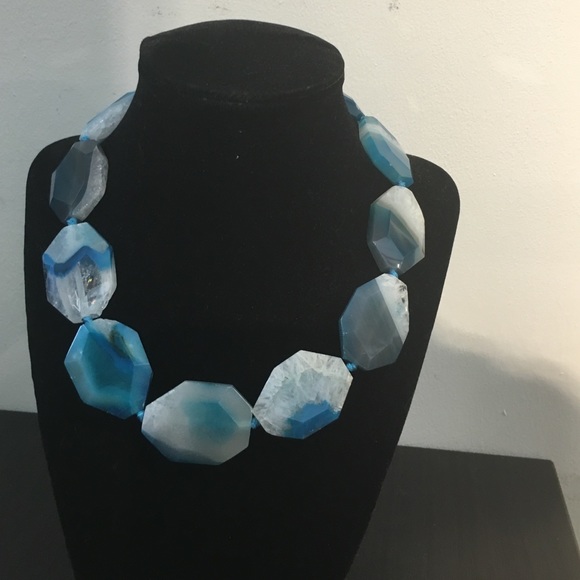 Designer Blue glass crystal stone necklace. Absolutely beautiful