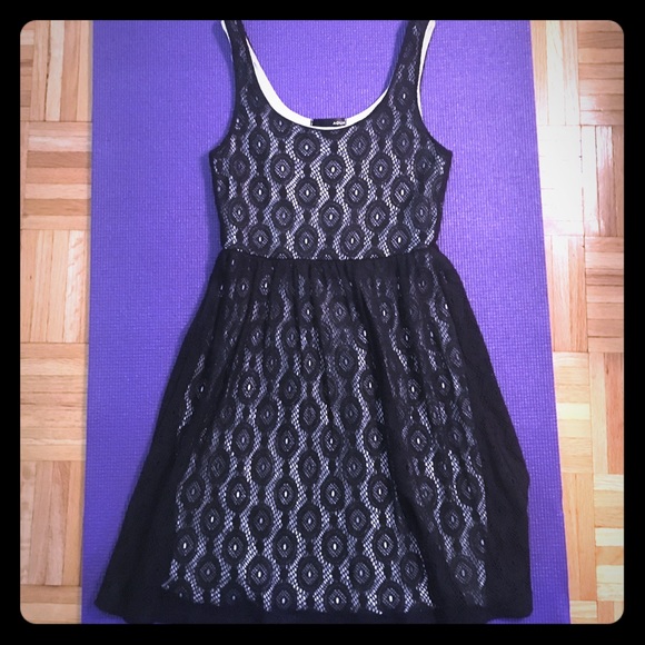 Aqua by Bloomingdales Black lace crochet dress