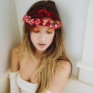 Vintage floral red and pink hair piece