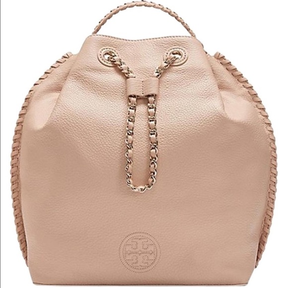NWT Tory Burch Marion Bucket Backpack Light Oak