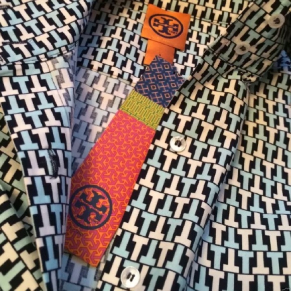 TORY BURCH Resort T LOGO Graphic Tunic Top NWT! $498 4 blue nautical cruise xs - Picture 3 of 5