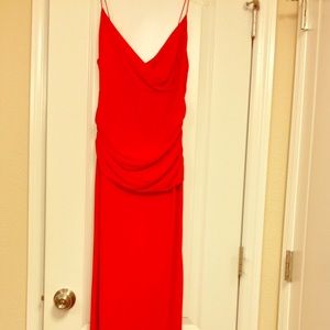 Bright red long dress