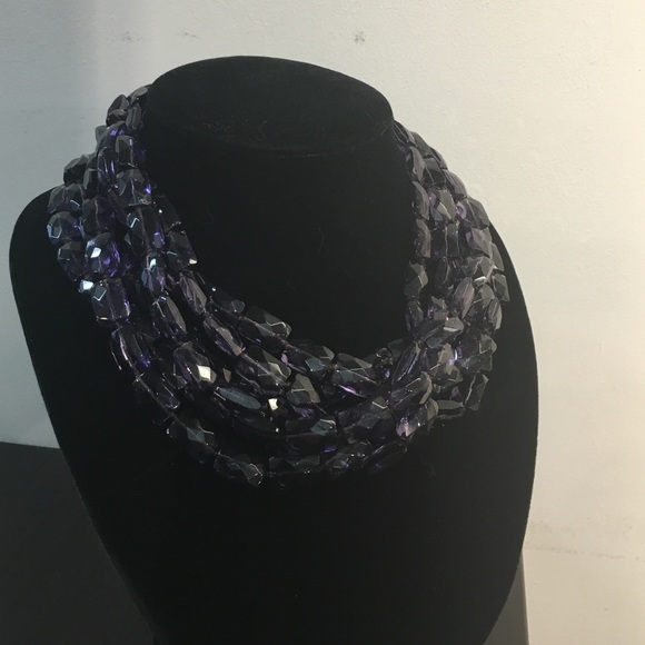 Purple crystal glass  beaded necklace beautiful !