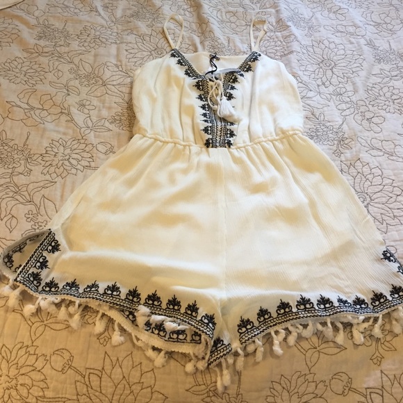 White boho romper