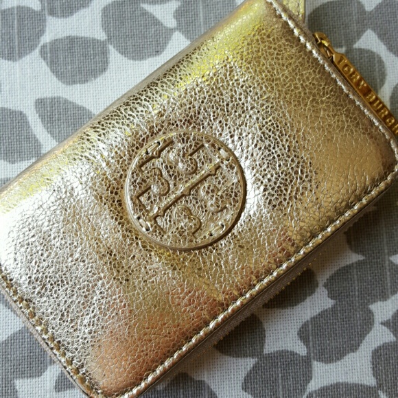 Tory Burch Handbags - Tory Burch Gold Monogram Small Key chain Wallet