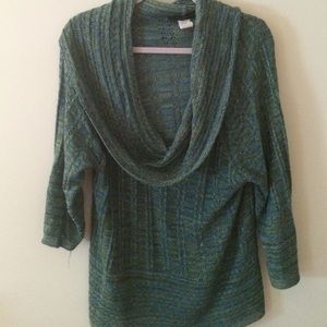 Cowl neck teal sweater