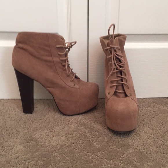 Tan High Heel Booties