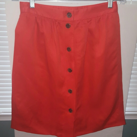J Crew Linen Blend Orange Skirt Size 2