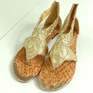 2 Lips too Gold sandal, NIB, size 9