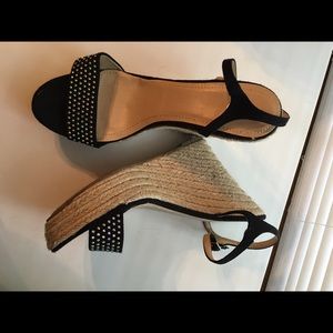 Size 12 Cato wedges with iridescent rhinestones