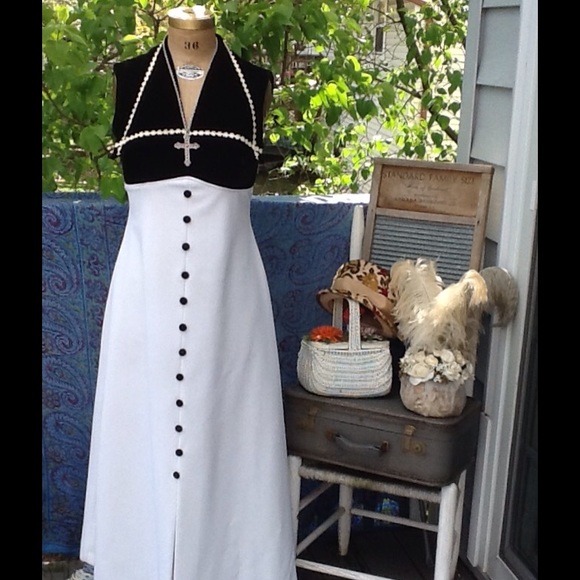 VTG 60s70s MAXI DRESS VELVET CROPPED FRINGE JACKET - Picture 2 of 4