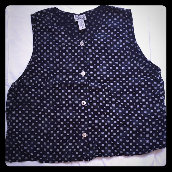 Deep navy button front sleeveless cropped top
