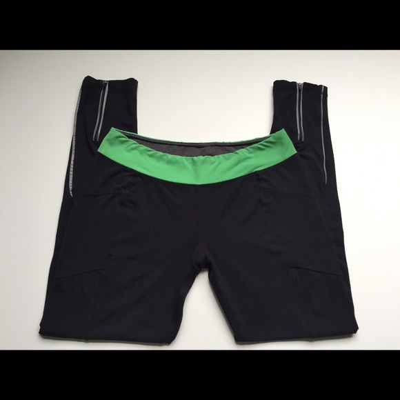 Black Spandex/Cotton Blend Running Pants - Zippers