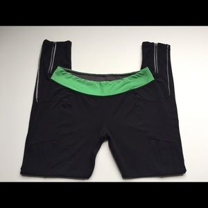 Black Spandex/Cotton Blend Running Pants - Zippers