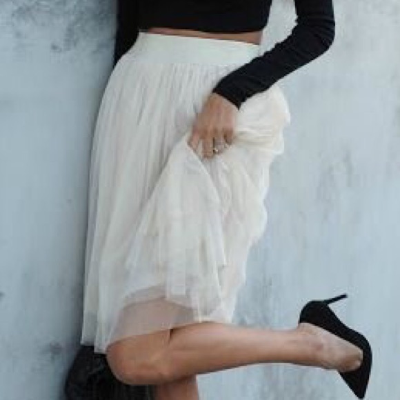 Custom made ivory, tulle skirt.