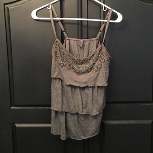 Charlotte Russe ruffly gray tank top