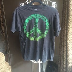 Green and black nature peace sign shirt