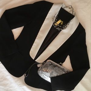 Black and white blazer