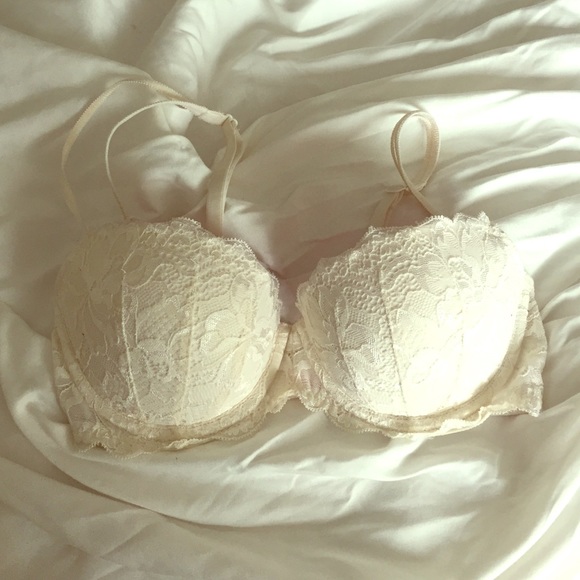 Cream lace date bra - Victoria's Secret Pink