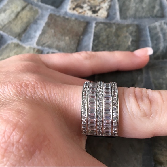 White Sapphire Silver Eternity Cocktail Ring - Picture 4 of 5