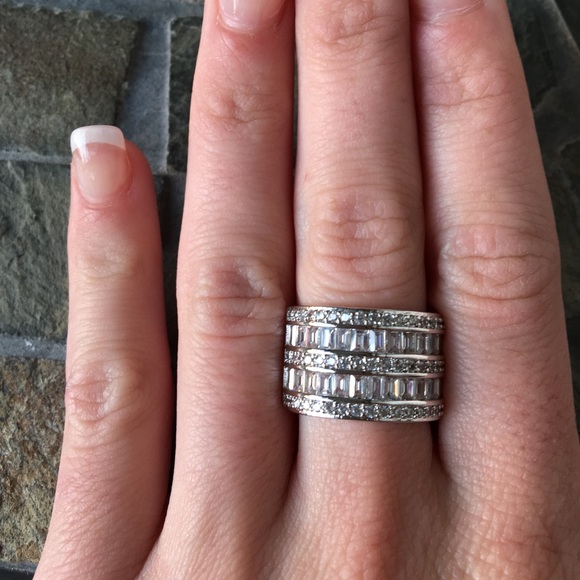 White Sapphire Silver Eternity Cocktail Ring - Picture 5 of 5