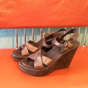 Kork-Ease Leather and Suede Wedges
