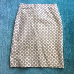 J. Crew Beige Pencil Skirt w/ Cream Polka Dots