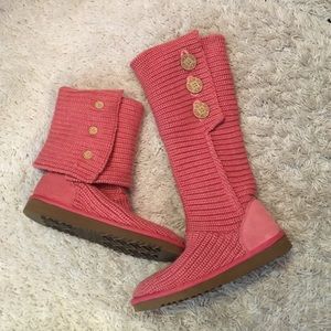 Pink crochet UGG boots
