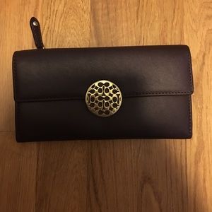 Coach matte leather tri fold wallet