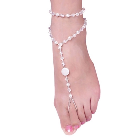 NEW faux pearl & bead anklets w/ toe ring